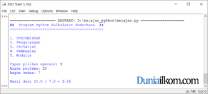 Latihan Kode Program Python - Membuat Kalkulator Sederhana