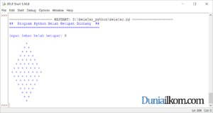 Latihan Kode Program Python - Membuat Pola Belah Ketupat Bintang