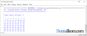 Latihan Kode Program Python - Membuat Pola Persegi Angka Bersambung 2