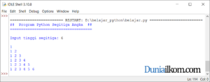 Latihan Kode Program Python - Membuat Pola Segitiga Angka 2