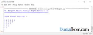 Latihan Kode Program Python - Membuat Pola Segitiga Angka Terbalik 2