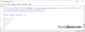 Latihan Kode Program Python - Membuat Pola Segitiga Angka Terbalik