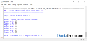 Latihan Kode Program Python - Mencari Nilai Rata-rata List atau Array