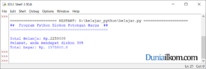 Latihan Kode Program Python - Menghitung Diskon Potongan Harga