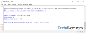 Latihan Kode Program Python - Menghitung Gaji Karyawan