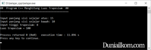 Latihan Kode Program C++ - Menghitung Luas Trapesium