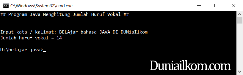 Latihan Kode Program Java - Menghitung Jumlah Huruf Vokal Besar