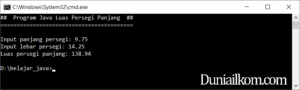 Latihan Kode Program Java - Menghitung Luas Persegi Panjang