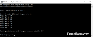 Latihan Kode Program Java - Penjumlahan Array