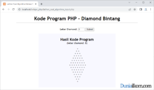 Latihan Kode Program PHP - Membuat Pola Diamond Bintang dengan Form