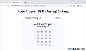 Latihan Kode Program PHP - Membuat Pola Persegi Bintang dengan Form