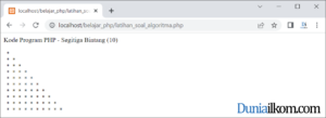 Latihan Kode Program PHP - Membuat Pola Segitiga Bintang