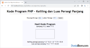 Latihan Kode Program PHP - Menghitung Keliling dan Luas Persegi Panjang dengan Form Input