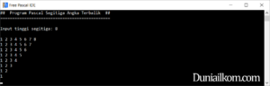 Latihan Kode Program Pascal - Membuat Pola Segitiga Angka Terbalik (2)