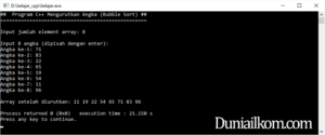 Latihan Kode Program Cpp - Mengurutkan Angka dengan Algoritma Bubble Sort
