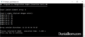 Latihan Kode Program Cpp - Mengurutkan Angka dengan Algoritma Insertion Sort
