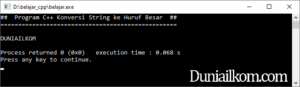 Tutorial Belajar Cpp - Cara Mengubah Huruf Kecil ke Besar